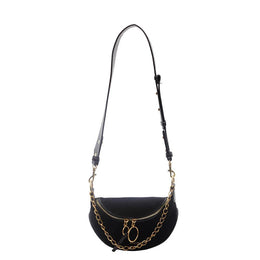 Black Solid Two Handles Shoulder Bag