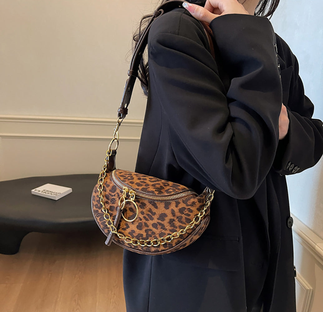 Coffee Brown Printed Two Handles Shoulder Bag