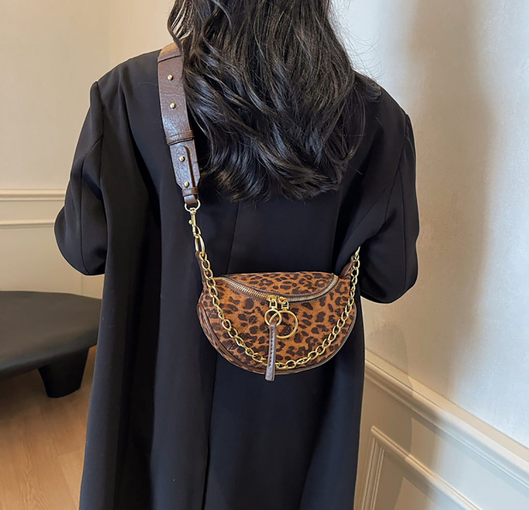 Coffee Brown Printed Two Handles Shoulder Bag