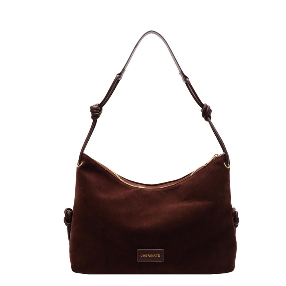 Coffee Solid One Handle Shoulder Bag