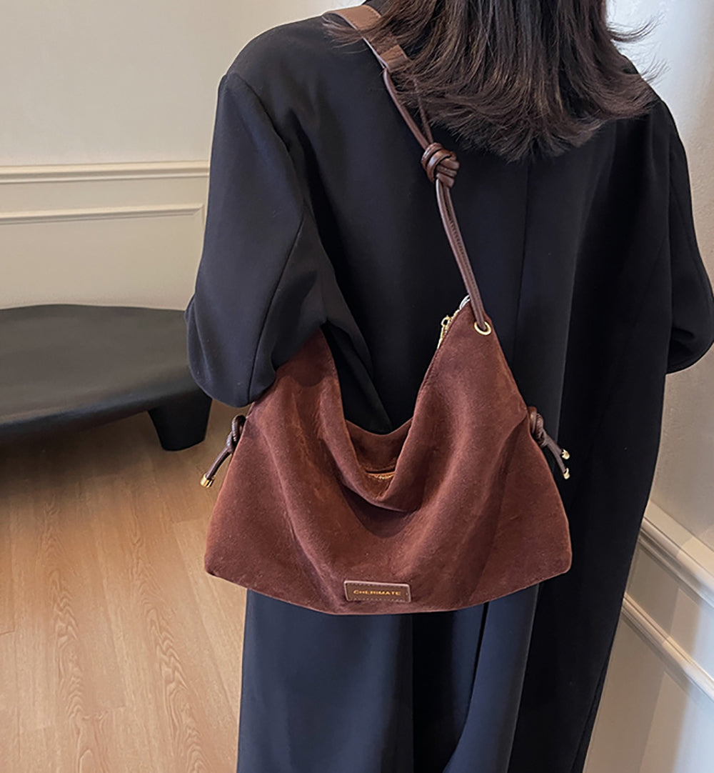 Coffee Solid One Handle Shoulder Bag