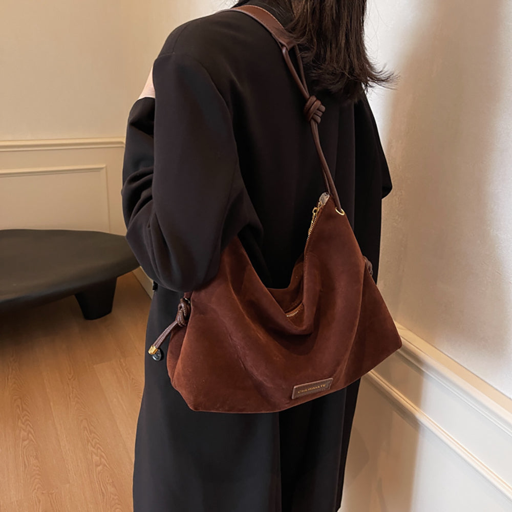 Coffee Solid One Handle Shoulder Bag