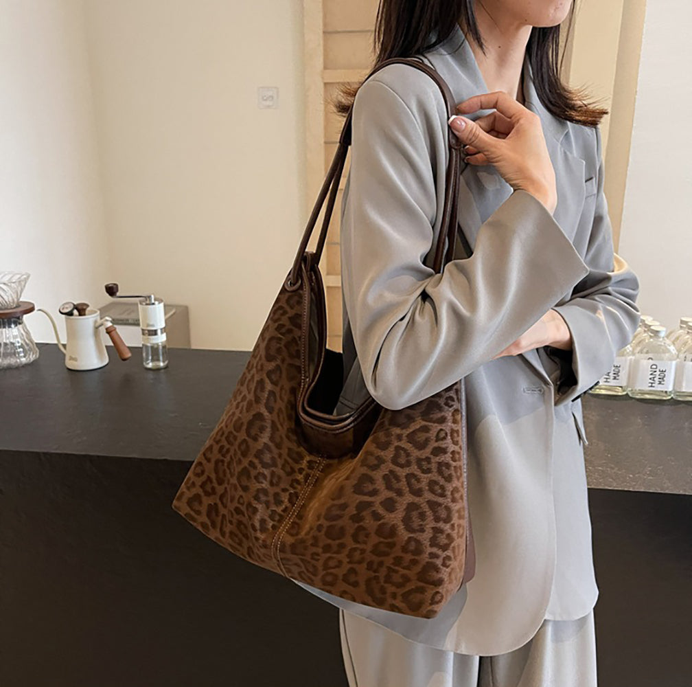 Brown Printed One Handle Shoulder Bag