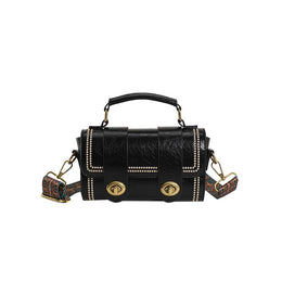 Black Solid Two Handles Shoulder Bag