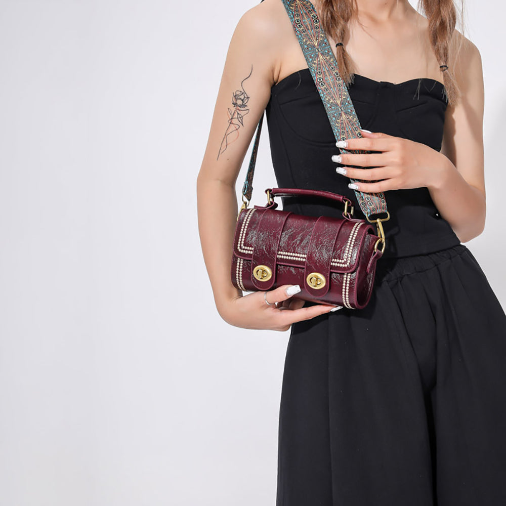 Maroon Solid Two Handles Shoulder Bag