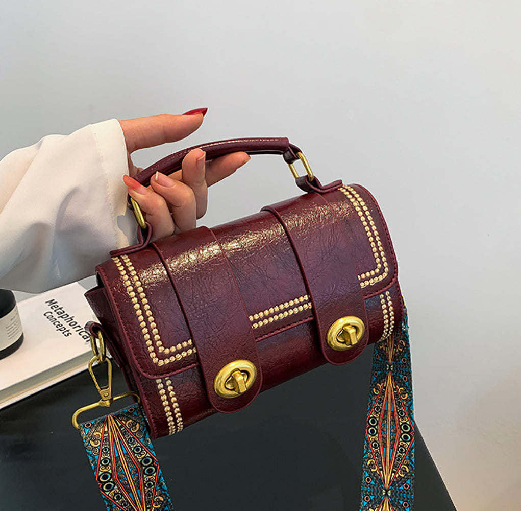 Maroon Solid Two Handles Shoulder Bag