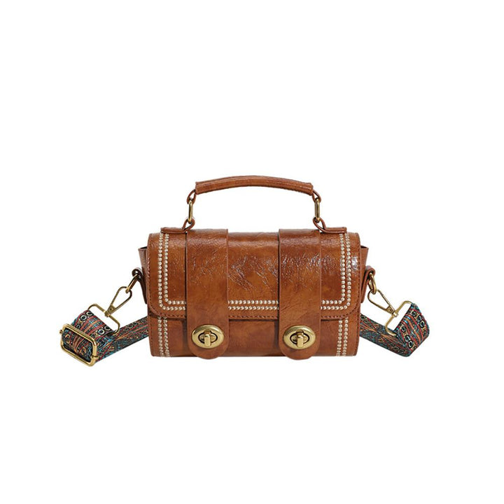 Brown Solid Two Handles Shoulder Bag