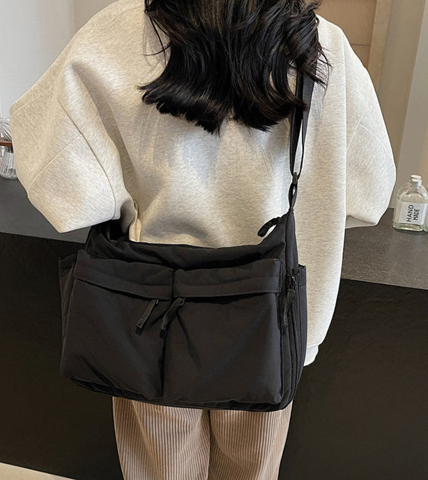 Black Solid One Handle Shoulder Bag