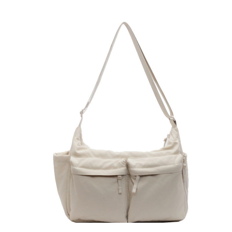 Off White Solid One Handle Shoulder Bag