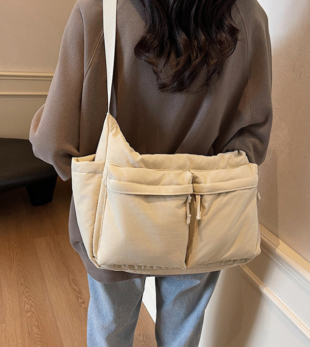 Off White Solid One Handle Shoulder Bag