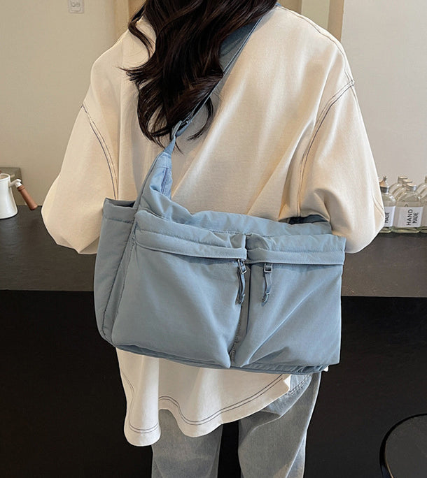 Blue Solid One Handle Shoulder Bag