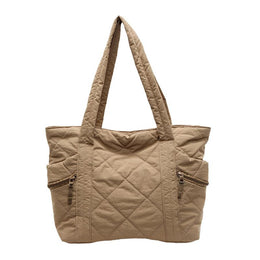 Khaki Solid Two Handles Tote Bag