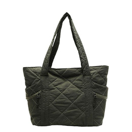 Green Solid Two Handles Tote Bag