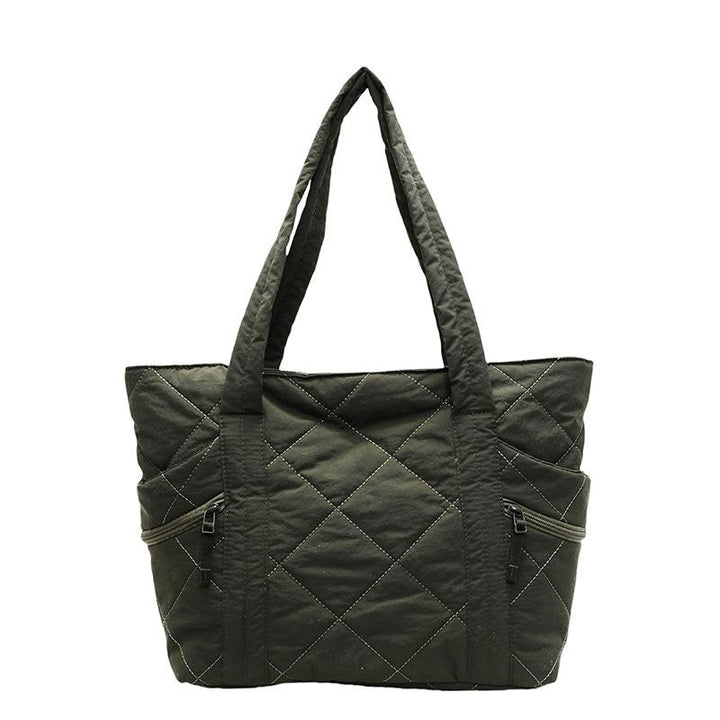 Green Solid Two Handles Tote Bag