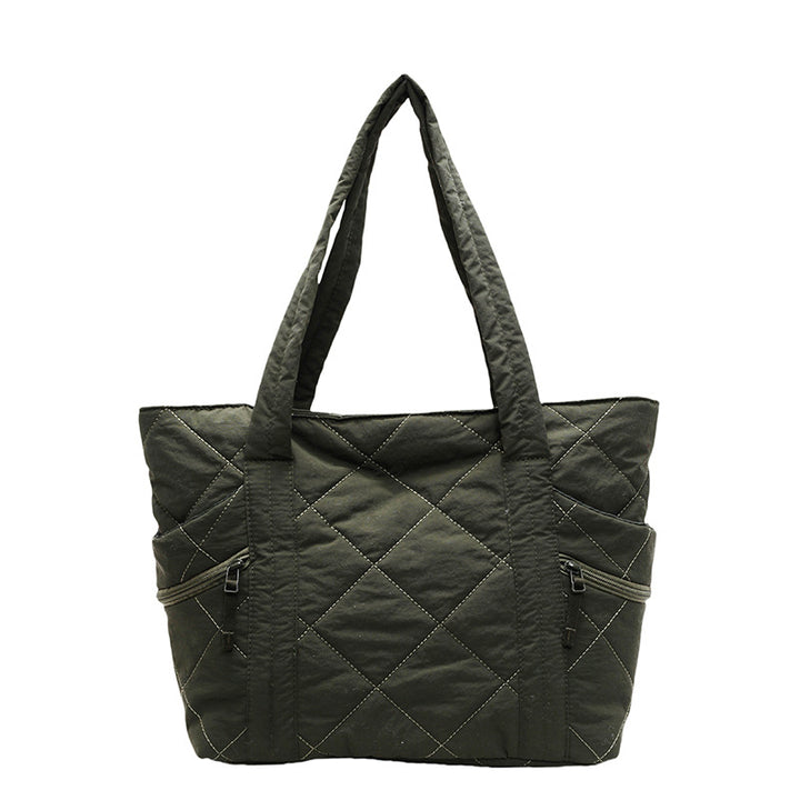 Green Solid Two Handles Tote Bag