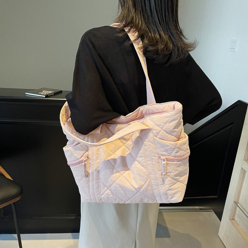 Pink Solid Two Handles Tote Bag