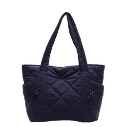 Navy Solid Two Handles Tote Bag