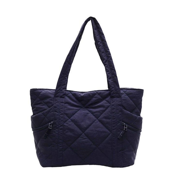 Navy Solid Two Handles Tote Bag