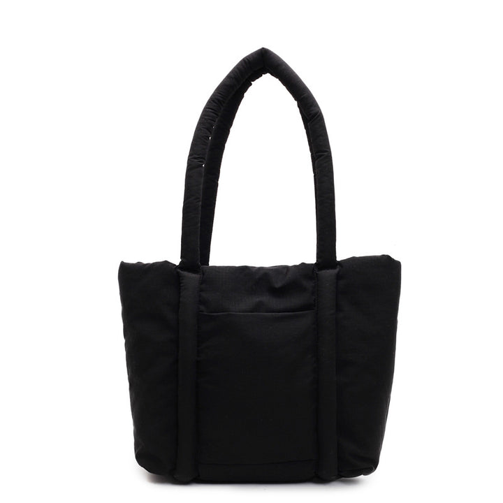 Black Solid One Handle Tote Bag