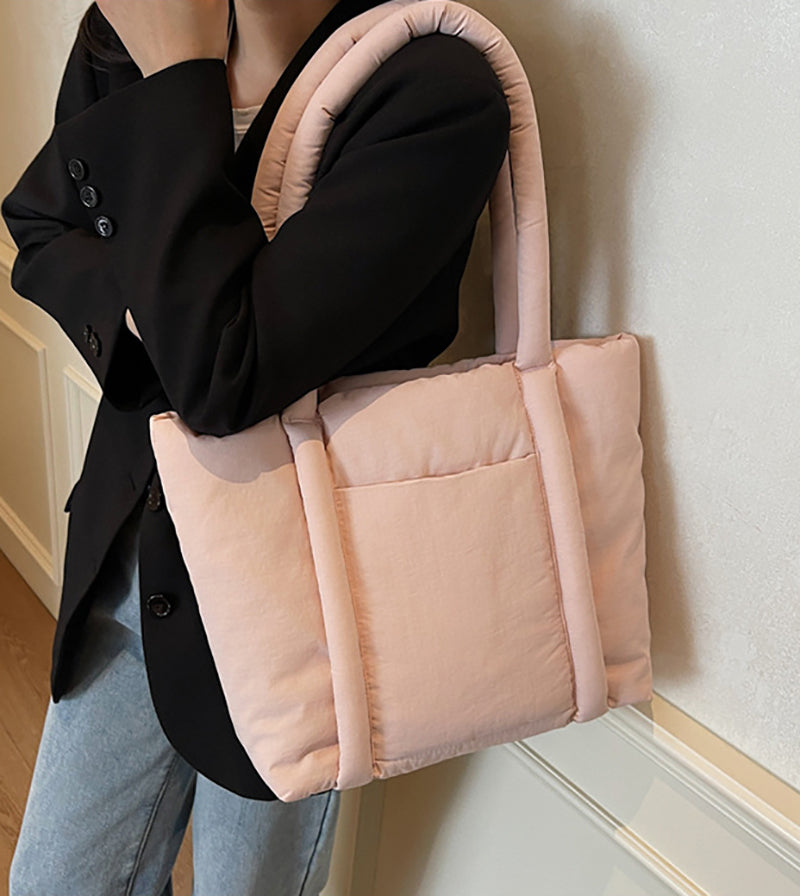 Pink Solid One Handle Tote Bag