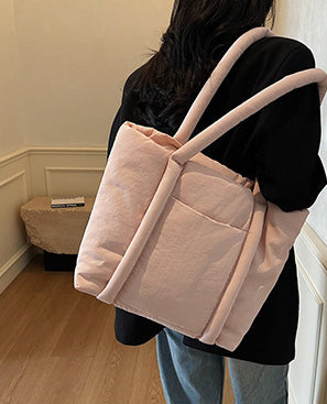 Pink Solid One Handle Tote Bag