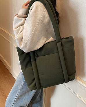 Green Solid One Handle Tote Bag