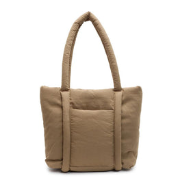 Khaki Solid One Handle Tote Bag