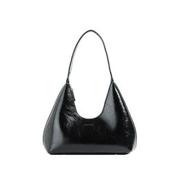 Black Solid One Handle Hobo Bag