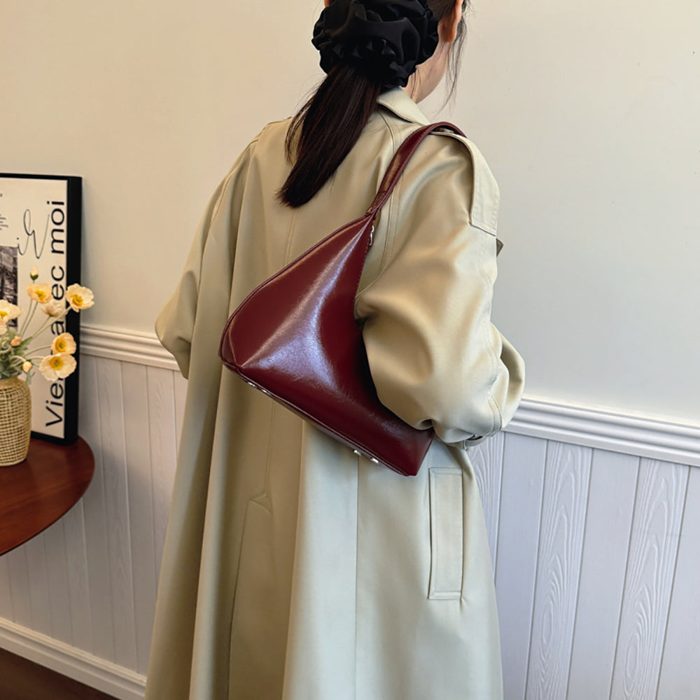 Red Solid One Handle Hobo Bag