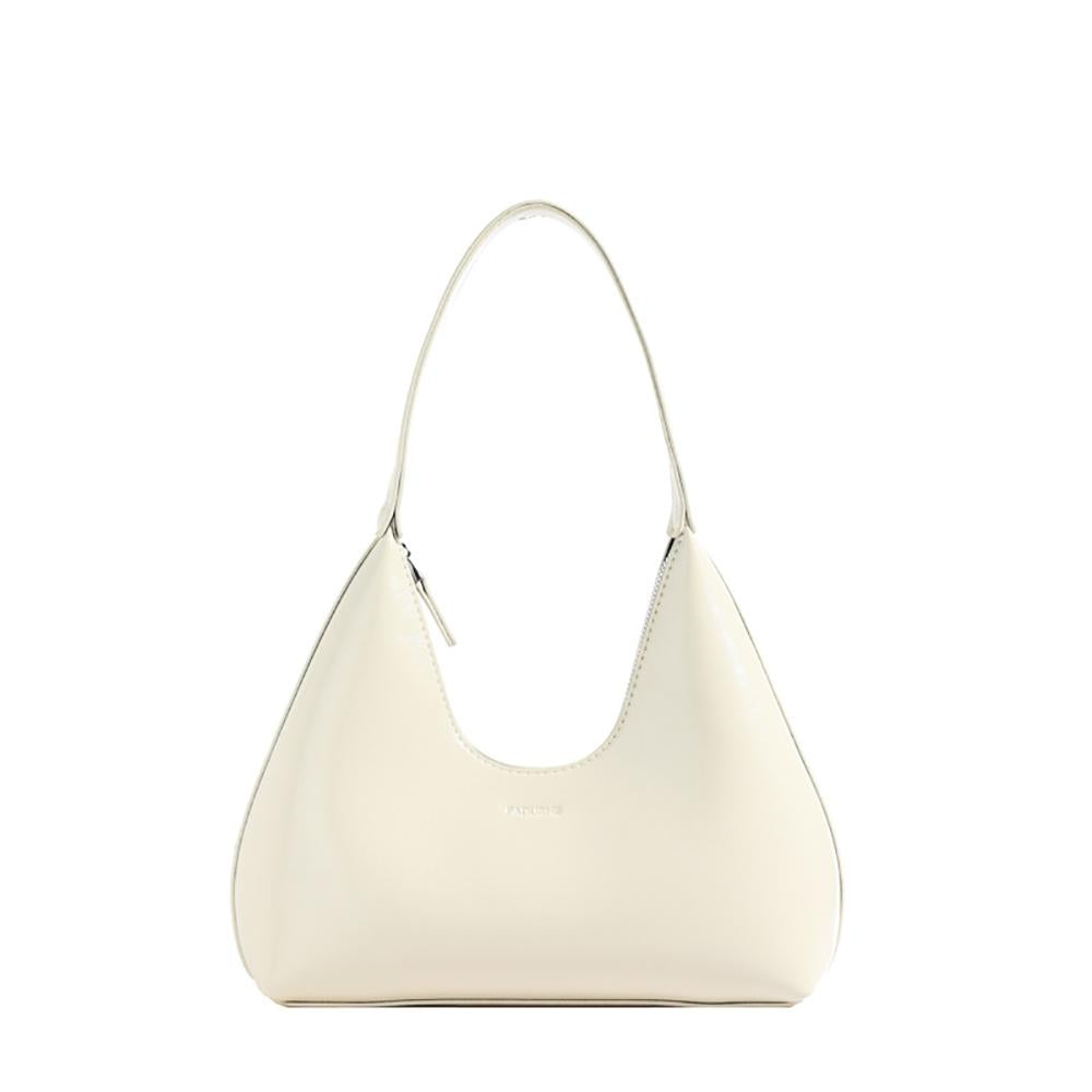 White Solid One Handle Hobo Bag