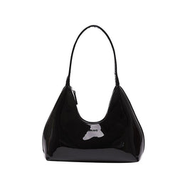 Black Solid One Handle Shoulder Bag