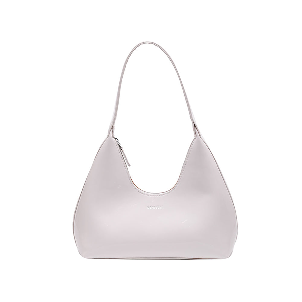 White Solid One Handle Shoulder Bag