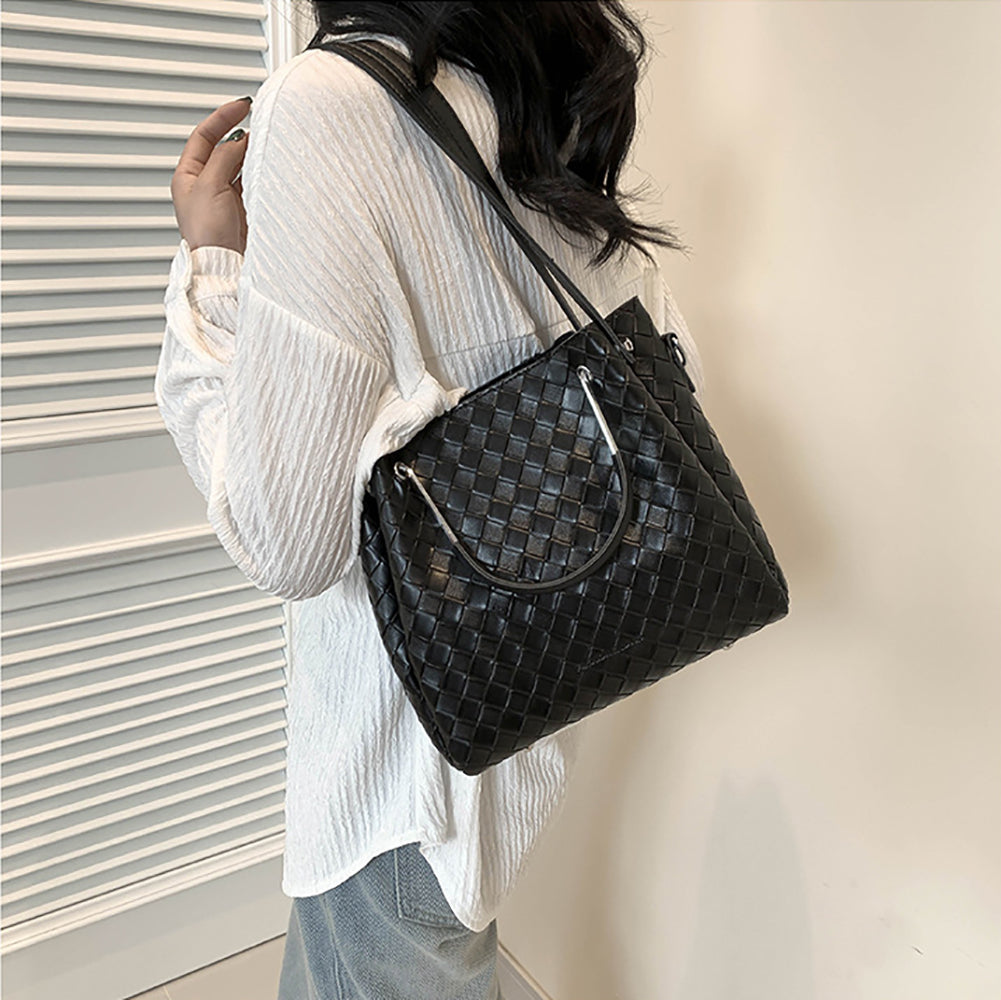 Women Geometric Textured Structured Satchel Bag
