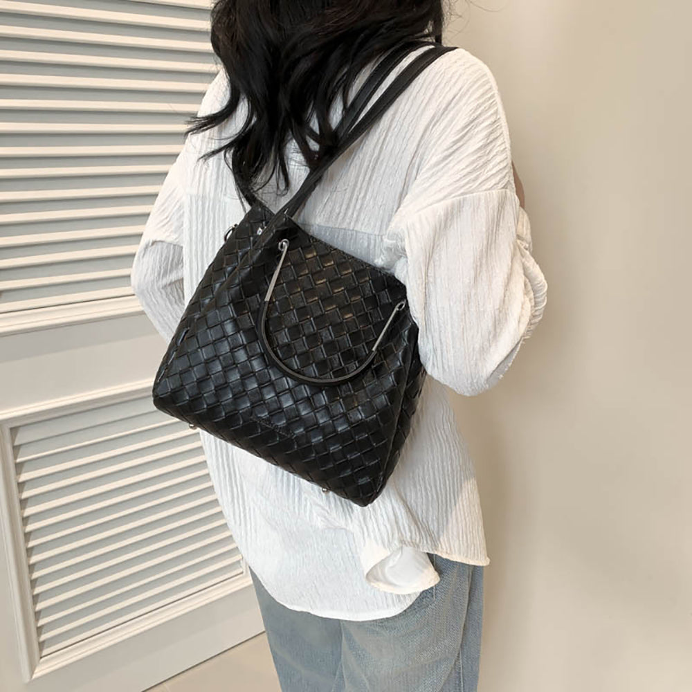 Women Geometric Textured Structured Satchel Bag