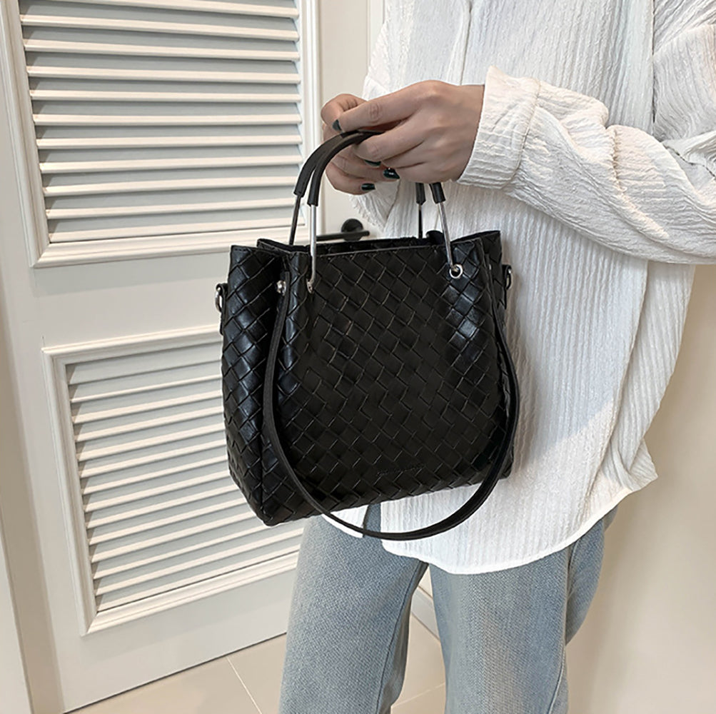 Women Geometric Textured Structured Satchel Bag