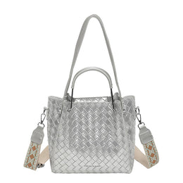 Women Geometric Textured Structured Satchel Bag