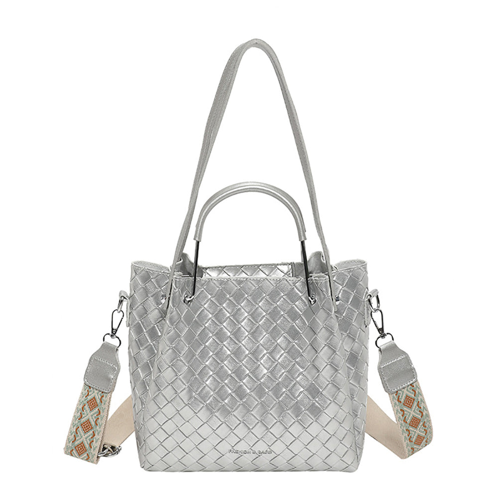 Women Geometric Textured Structured Satchel Bag