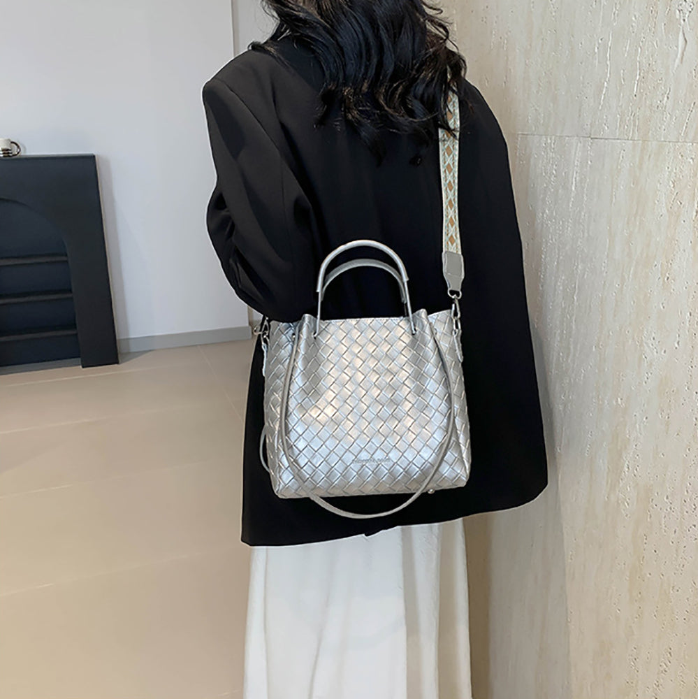Women Geometric Textured Structured Satchel Bag