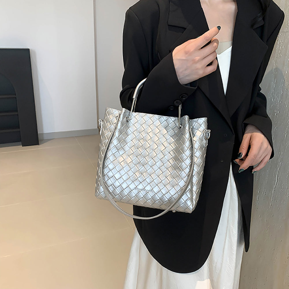 Women Geometric Textured Structured Satchel Bag