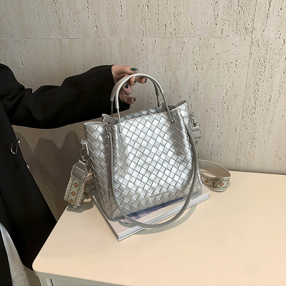 Women Geometric Textured Structured Satchel Bag