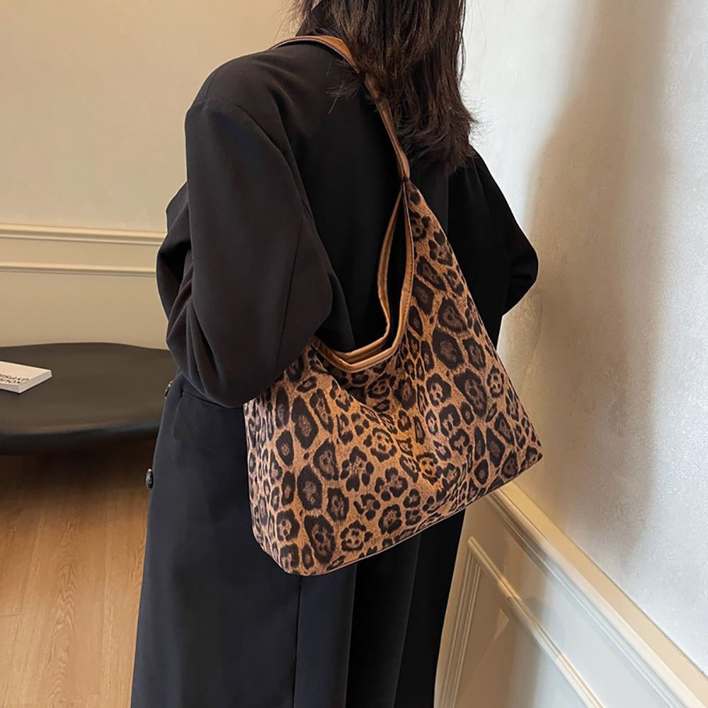 Brown Printed One Handle Shoulder Bag