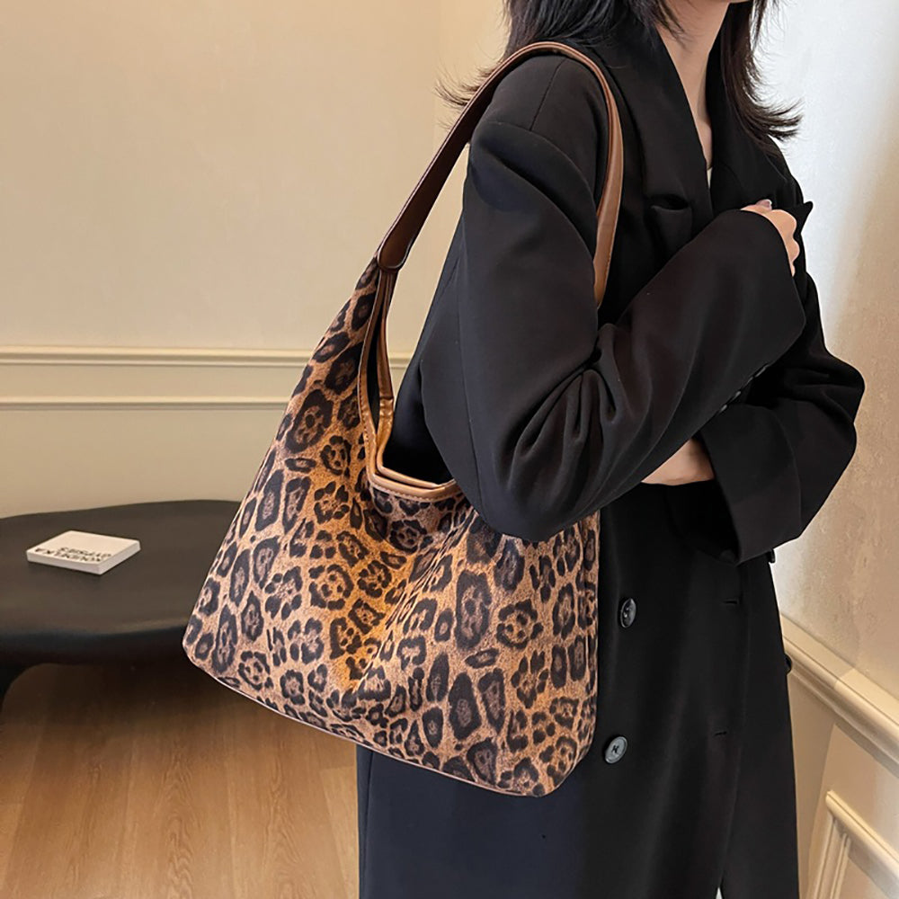 Brown Printed One Handle Shoulder Bag