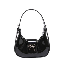 Black Solid One Handle Shoulder Bag