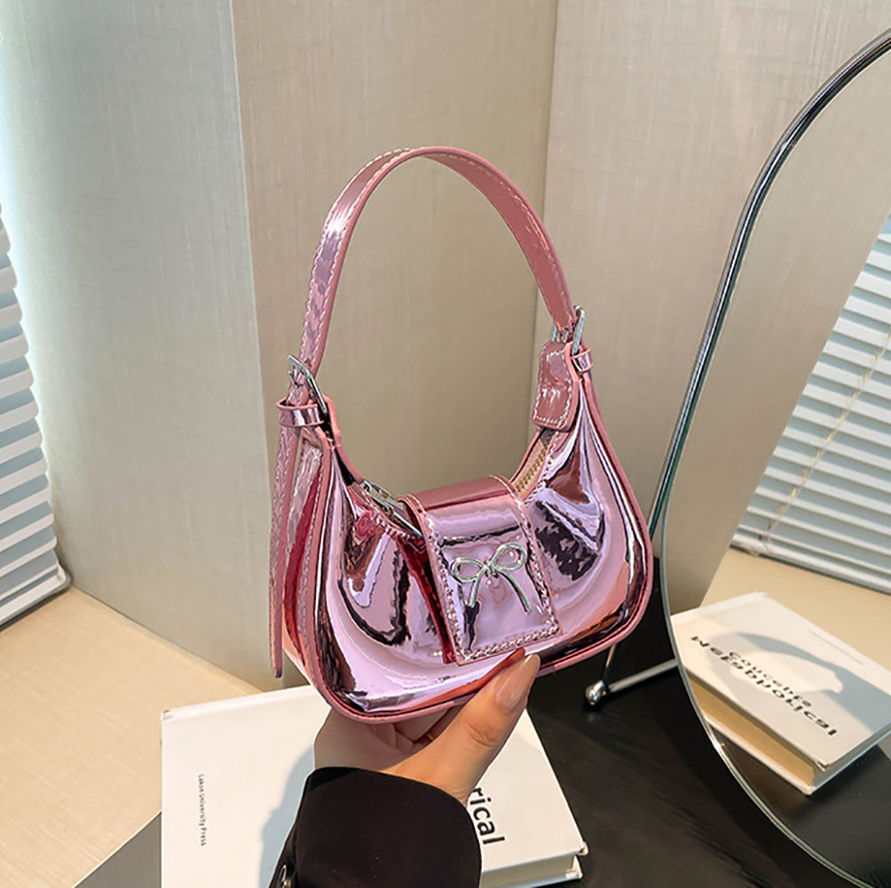 Pink Solid One Handle Shoulder Bag