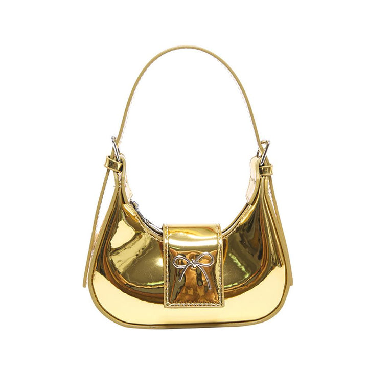Gold Solid One Handle Shoulder Bag