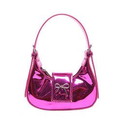 Rose Red Solid One Handle Shoulder Bag