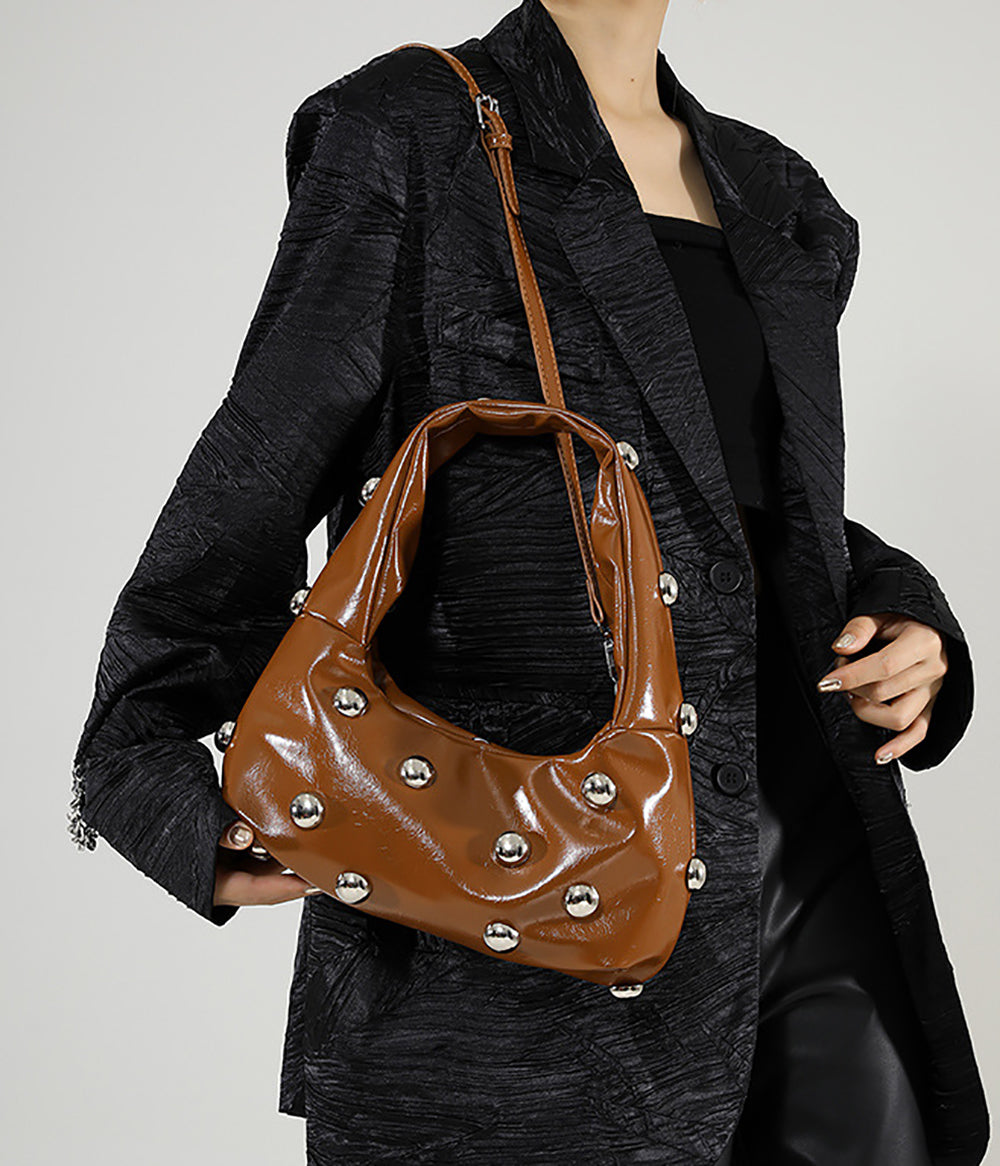 Brown Solid Two Handles Shoulder Bag