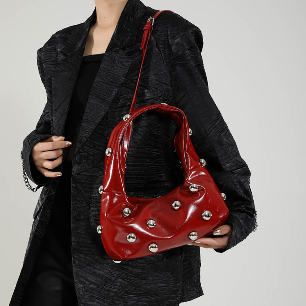 Red Solid Two Handles Shoulder Bag