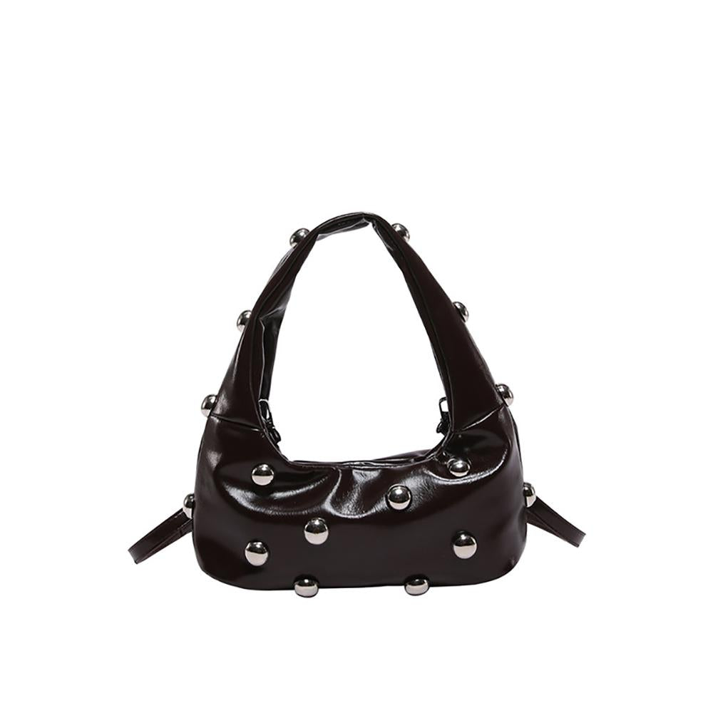 Coffee Solid Two Handles Shoulder Bag