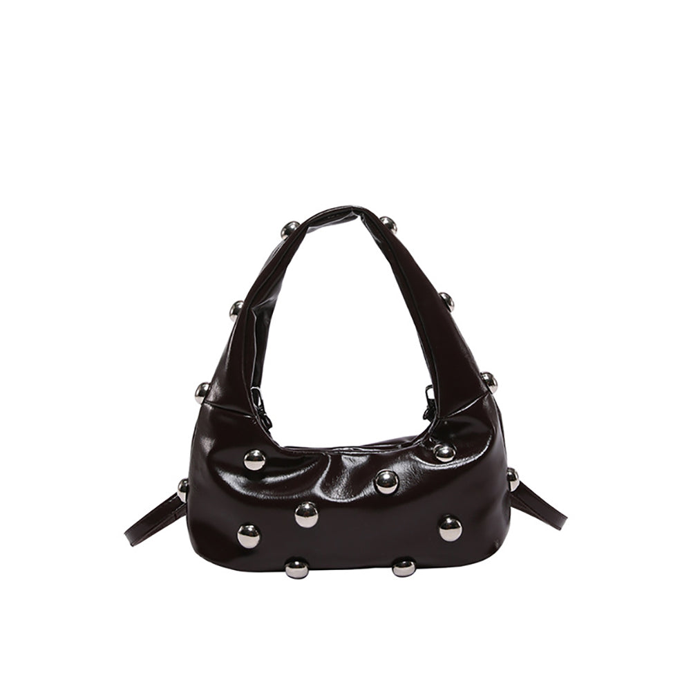 Coffee Solid Two Handles Shoulder Bag